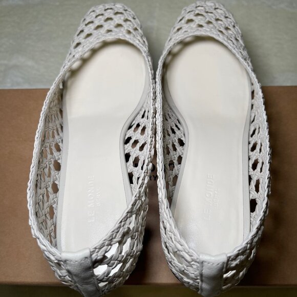 Le Monde Beryl Ballet Pump Woven Leather Ecru EU IT 41 US 11 - Picture 4 of 9